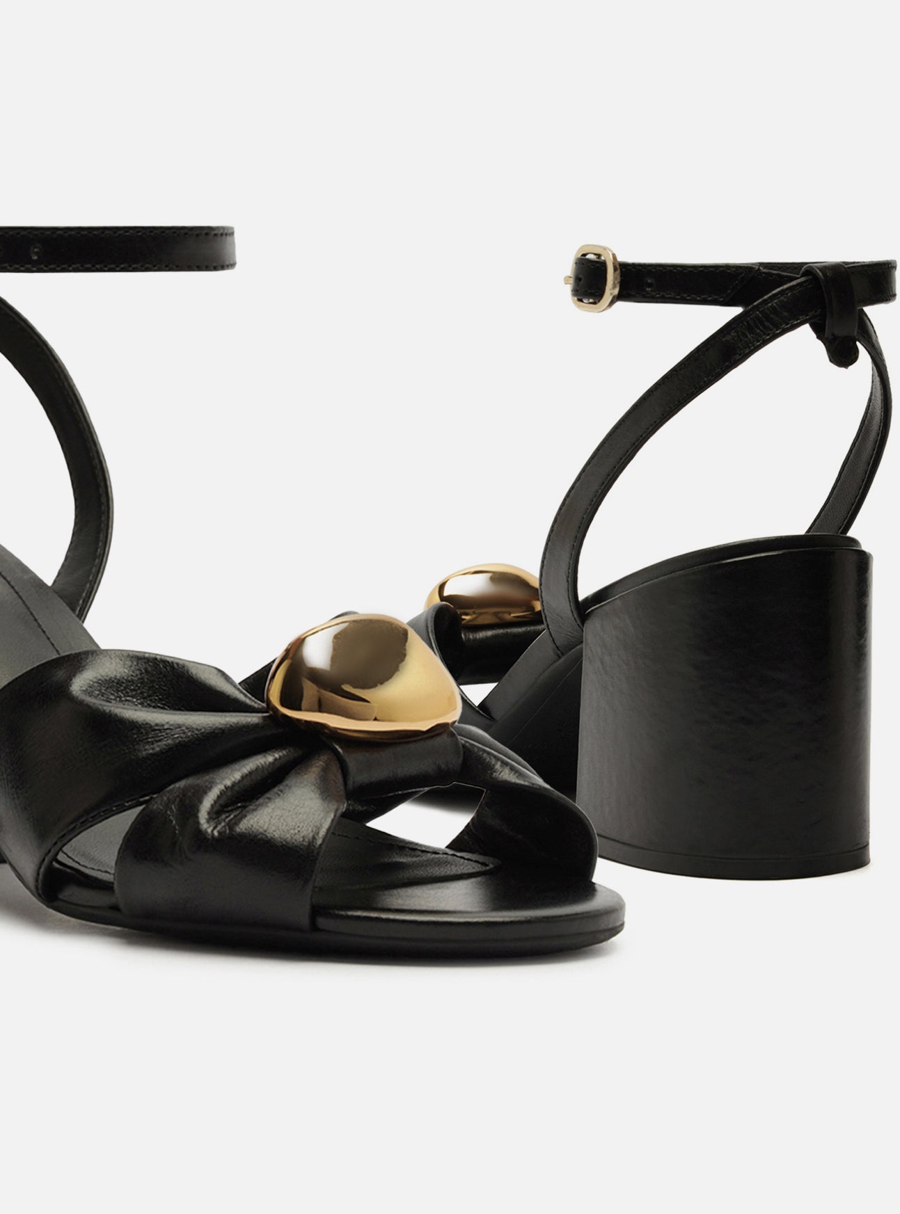 Flora Mid Block Leather Sandal Sandal F/25