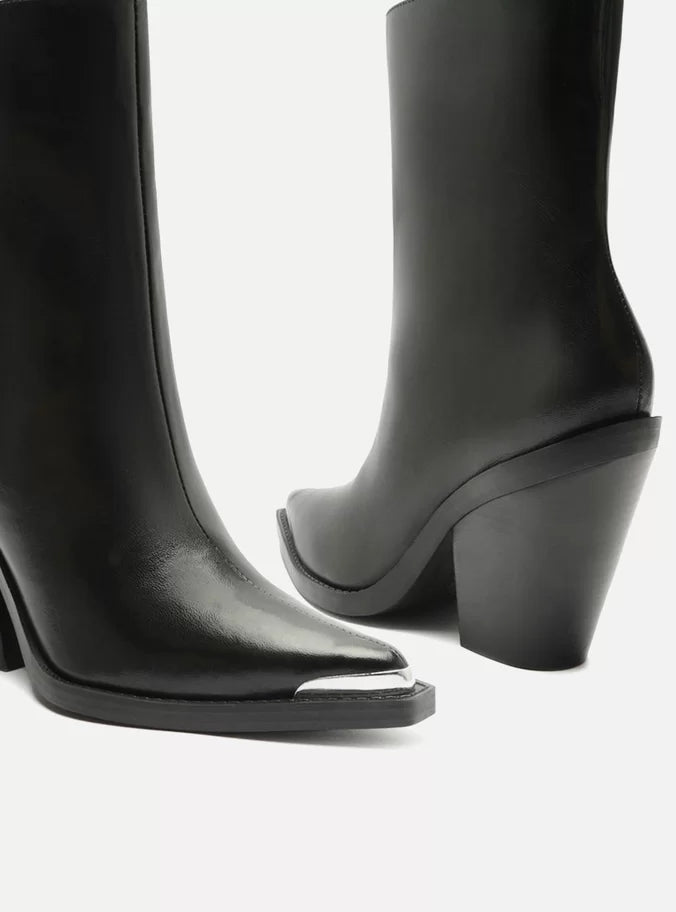 Peyton Leather Block Boot Booties FALL 24