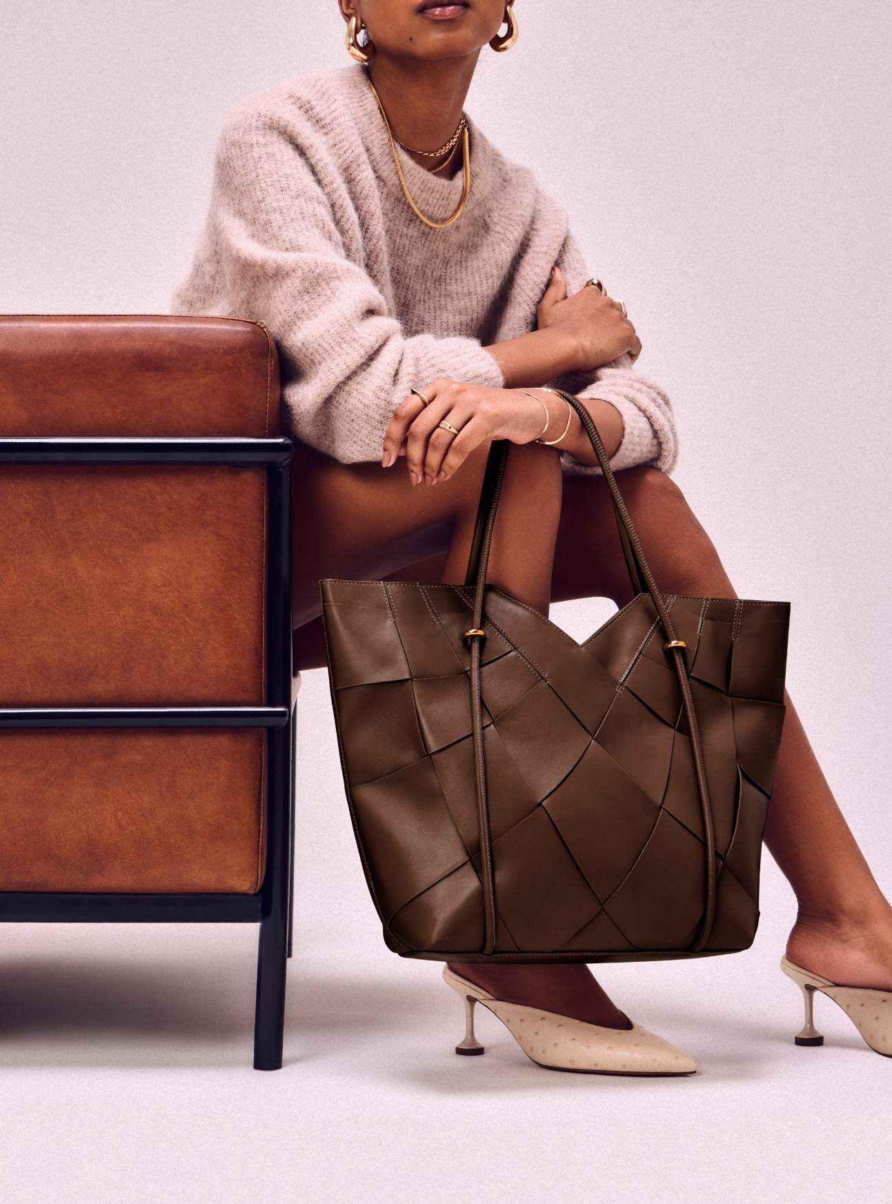 Sarah Large Leather Shopping Bag Handbags Pre Fall 26