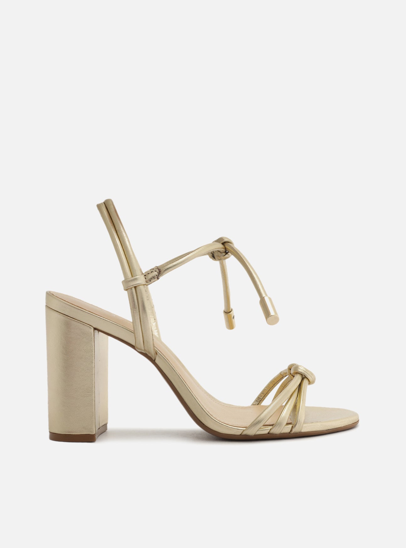 Camila Gold High Block Genuine Leather Sandal – Arezzo