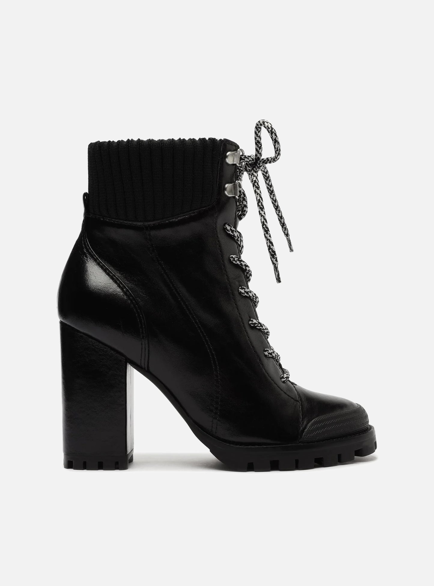 Black Leather Lizza Bootie Side View