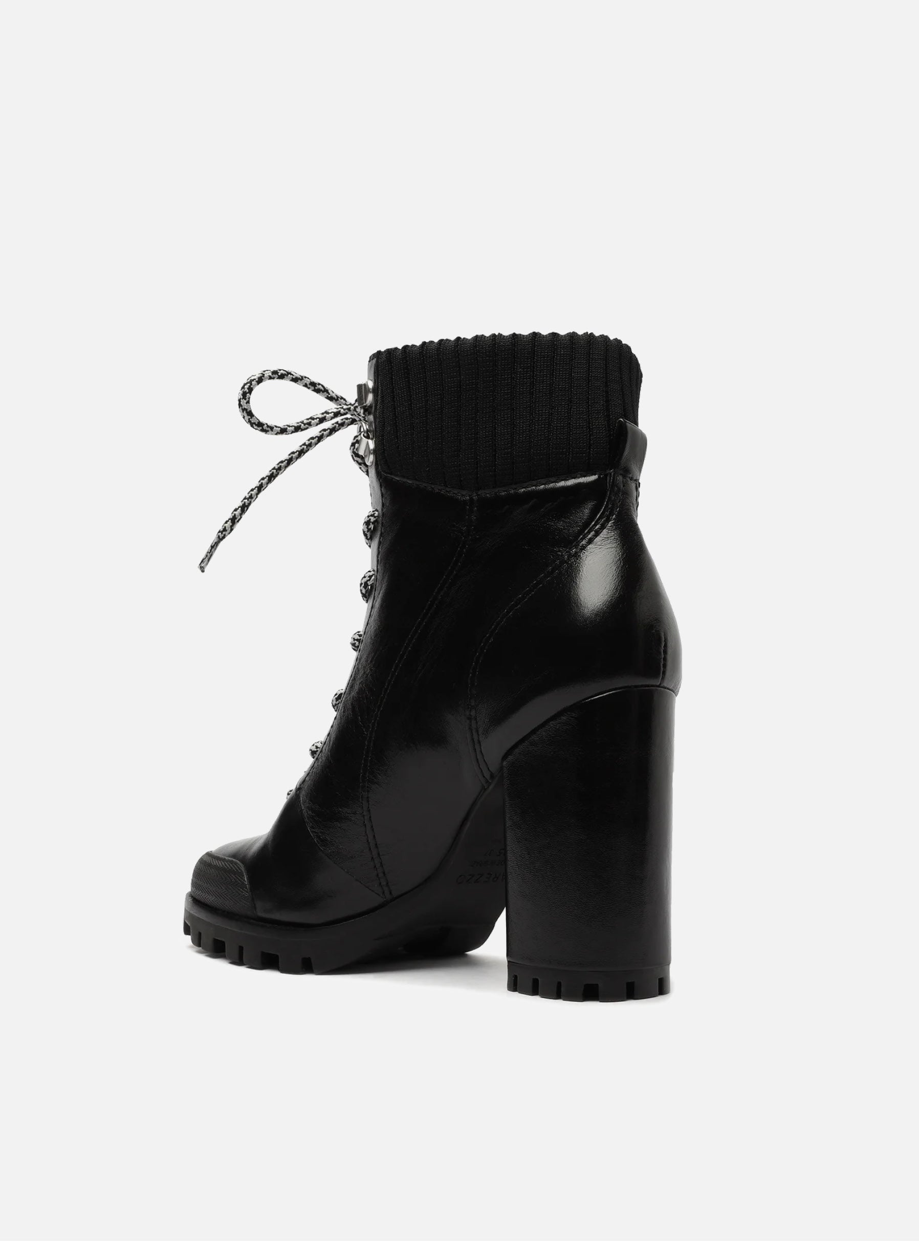 Black Leather Lizza Bootie Back View