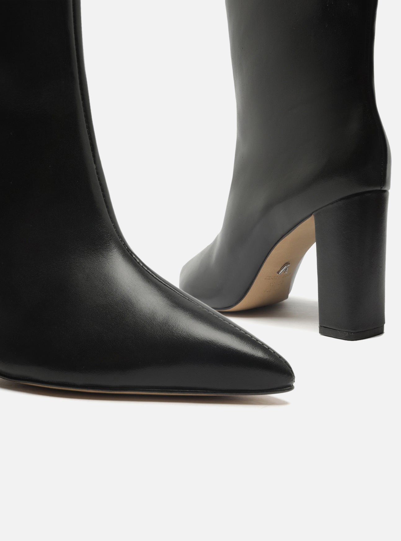 black block heel pointed boots
