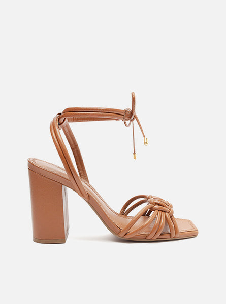 Kayla Brown High Block Synthetic Sandal Arezzo