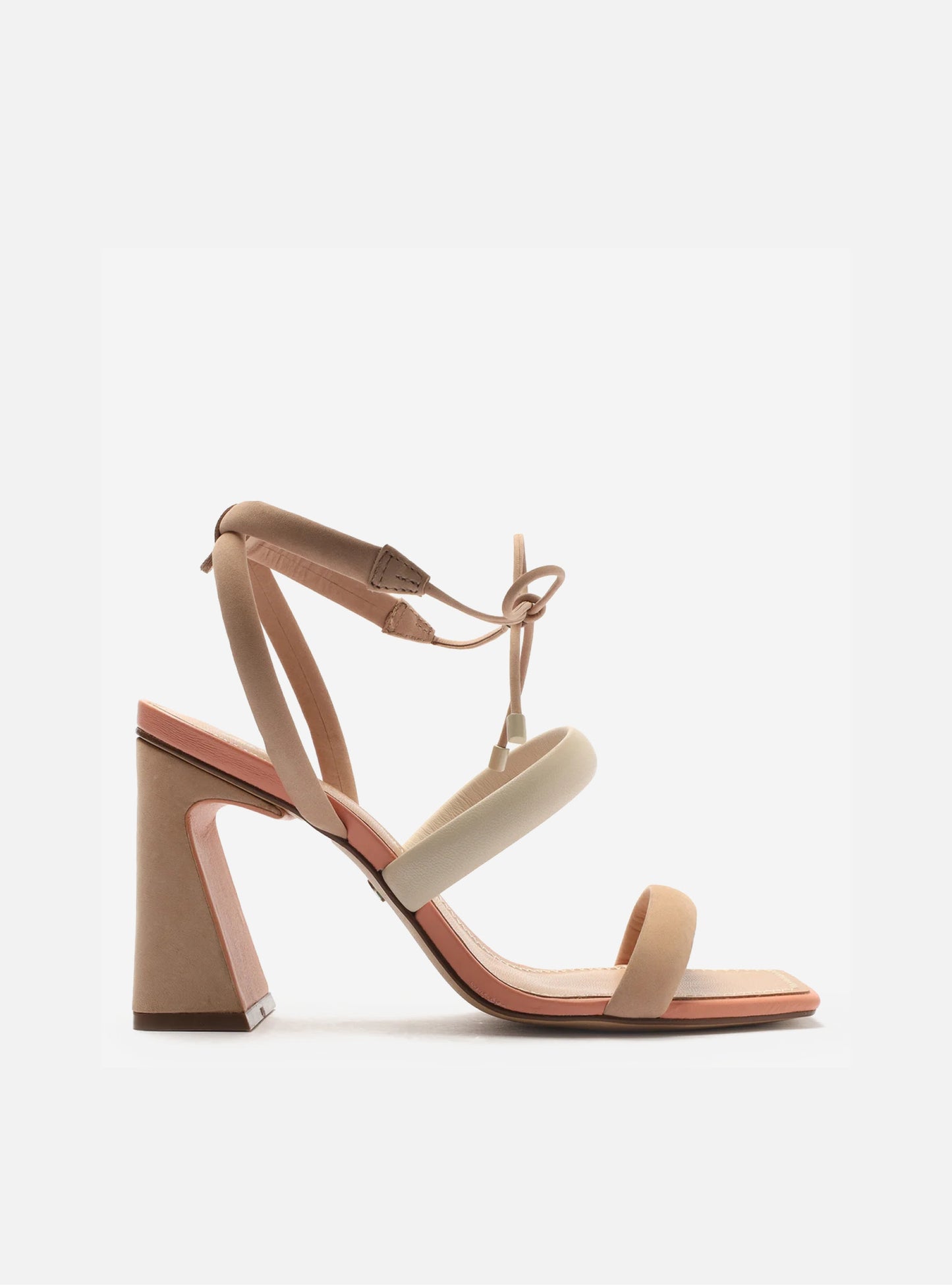 Beige Synthetic Leather Lenny High Block Sandal Side View