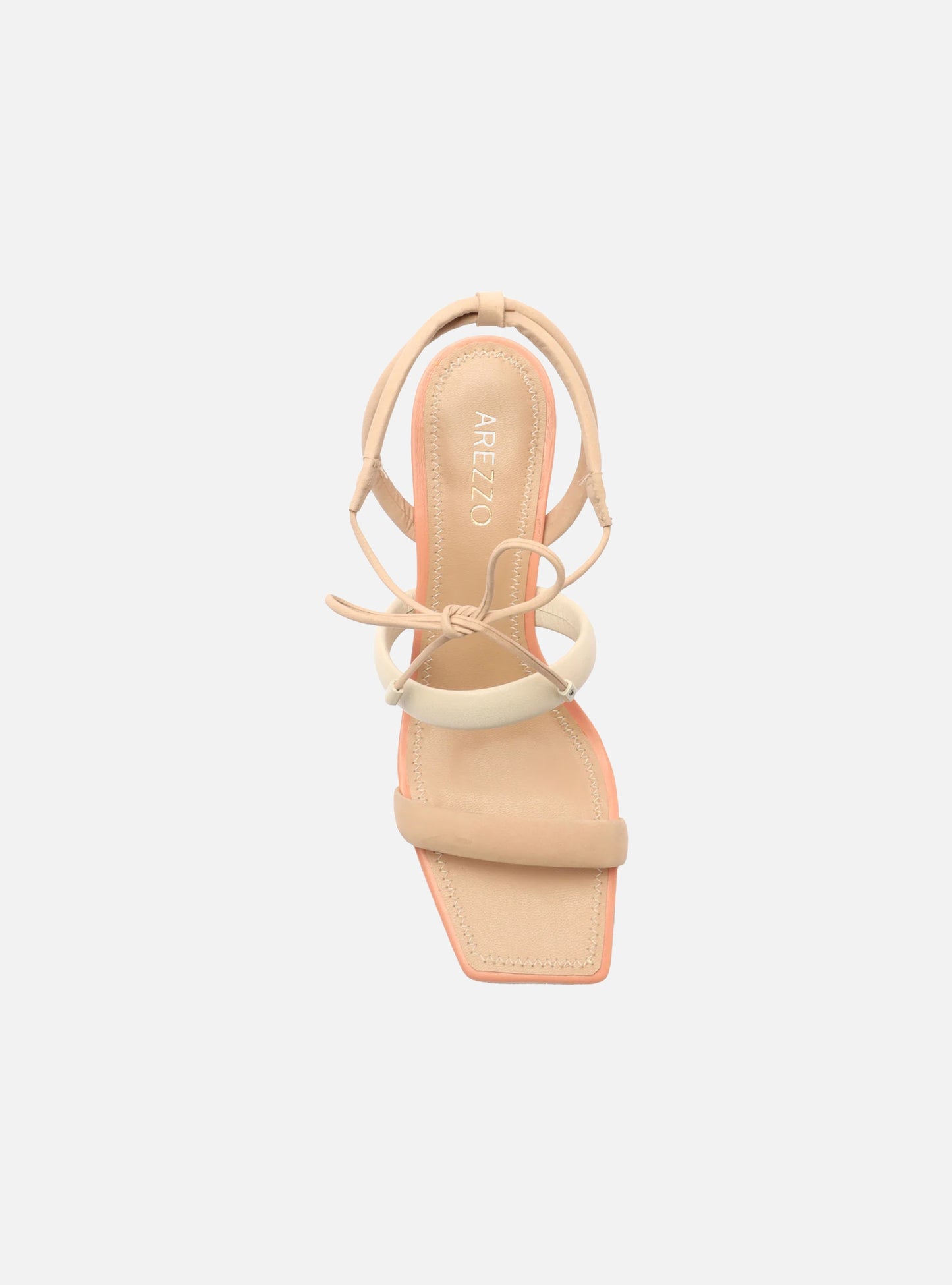 Beige Synthetic Leather Lenny High Block Sandal Top View