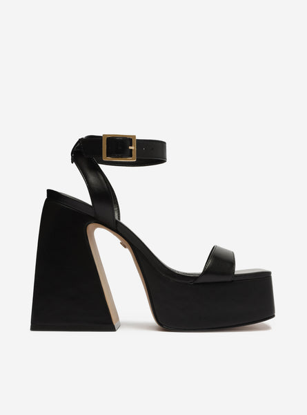 Megan Black Platform Leather Sandal - Platform Sandals – Arezzo