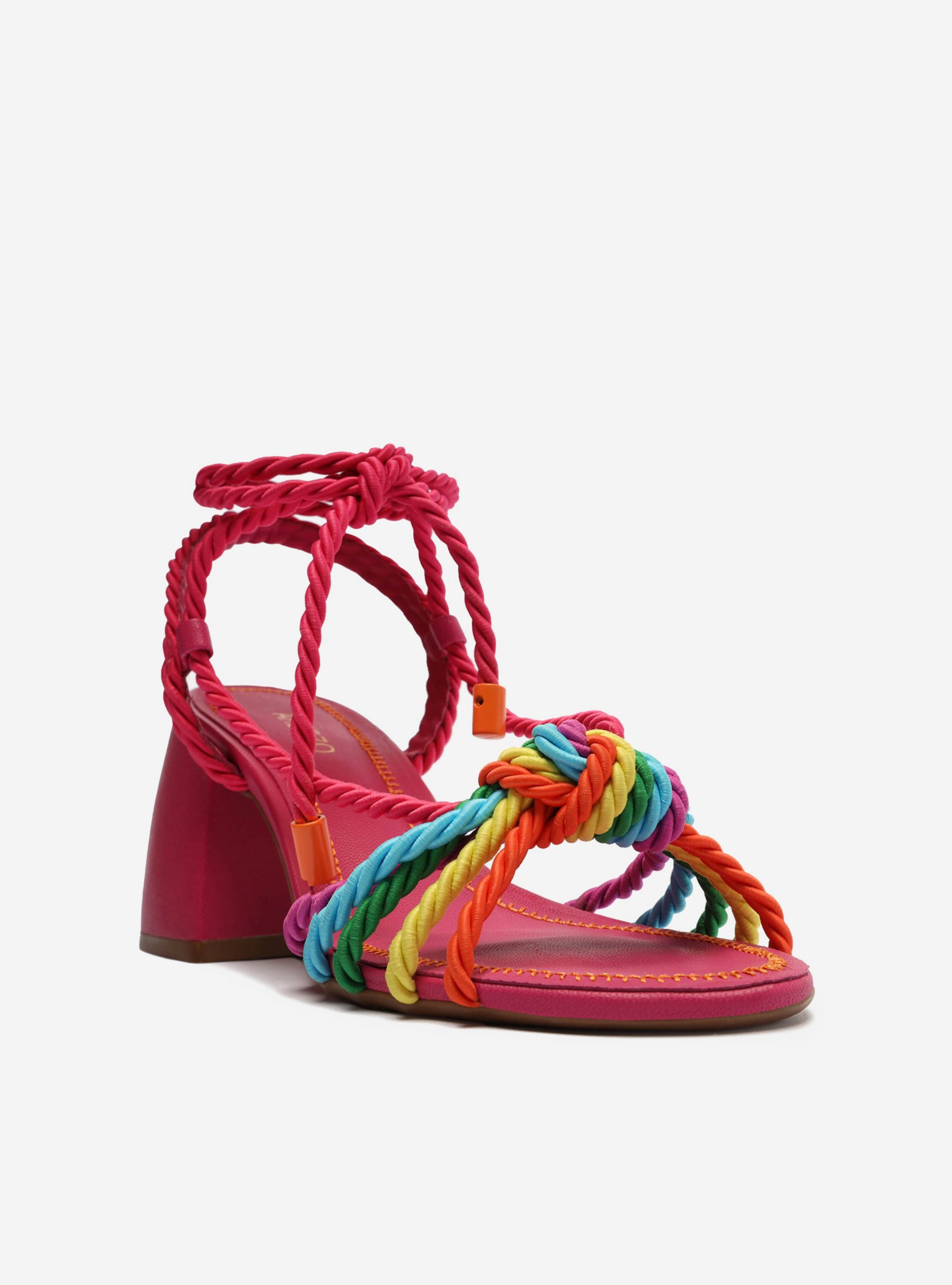 Multicolor Synthetic Ella Mid Block Sandal Front Side View