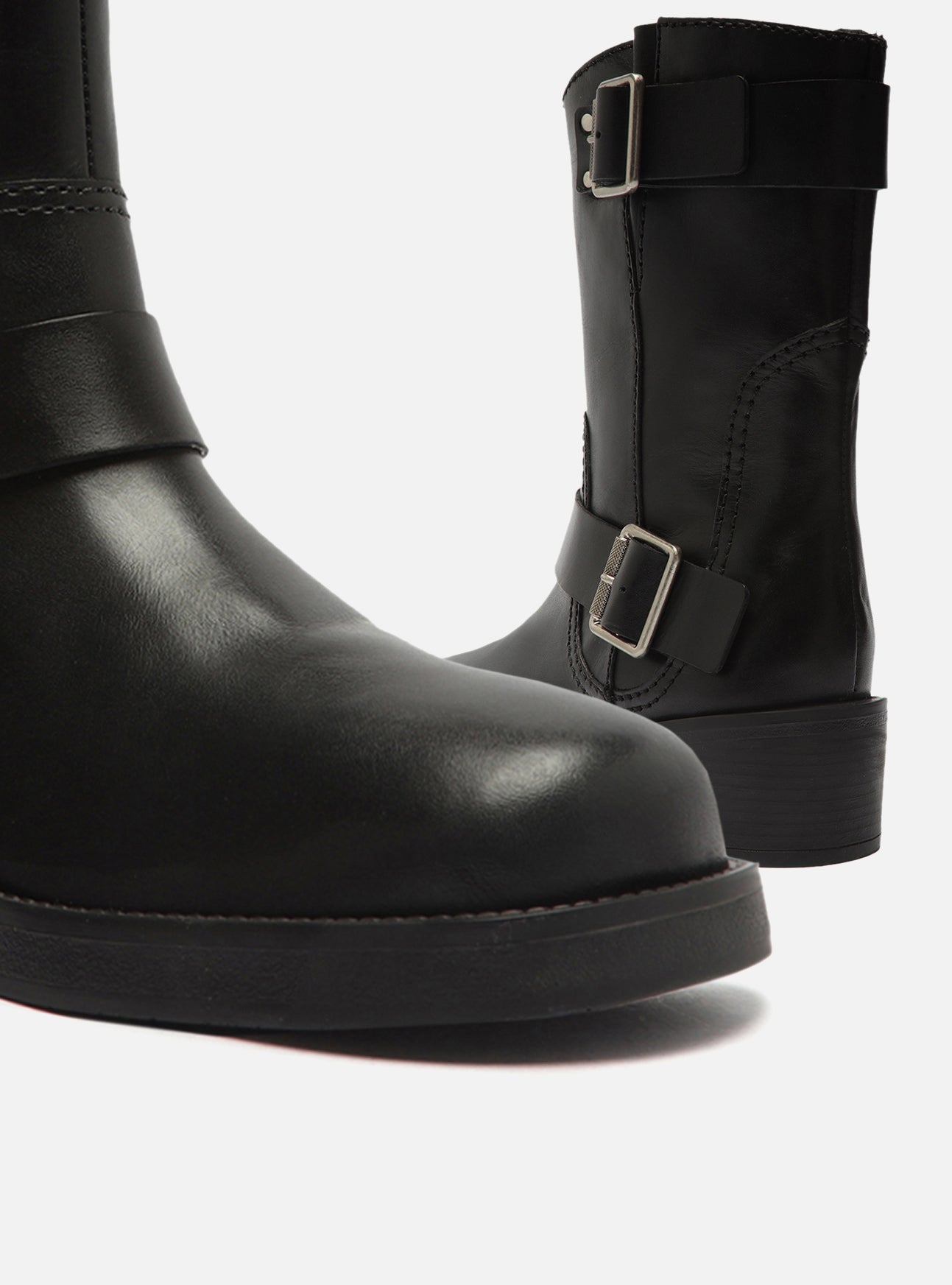 Low black leather shop boots