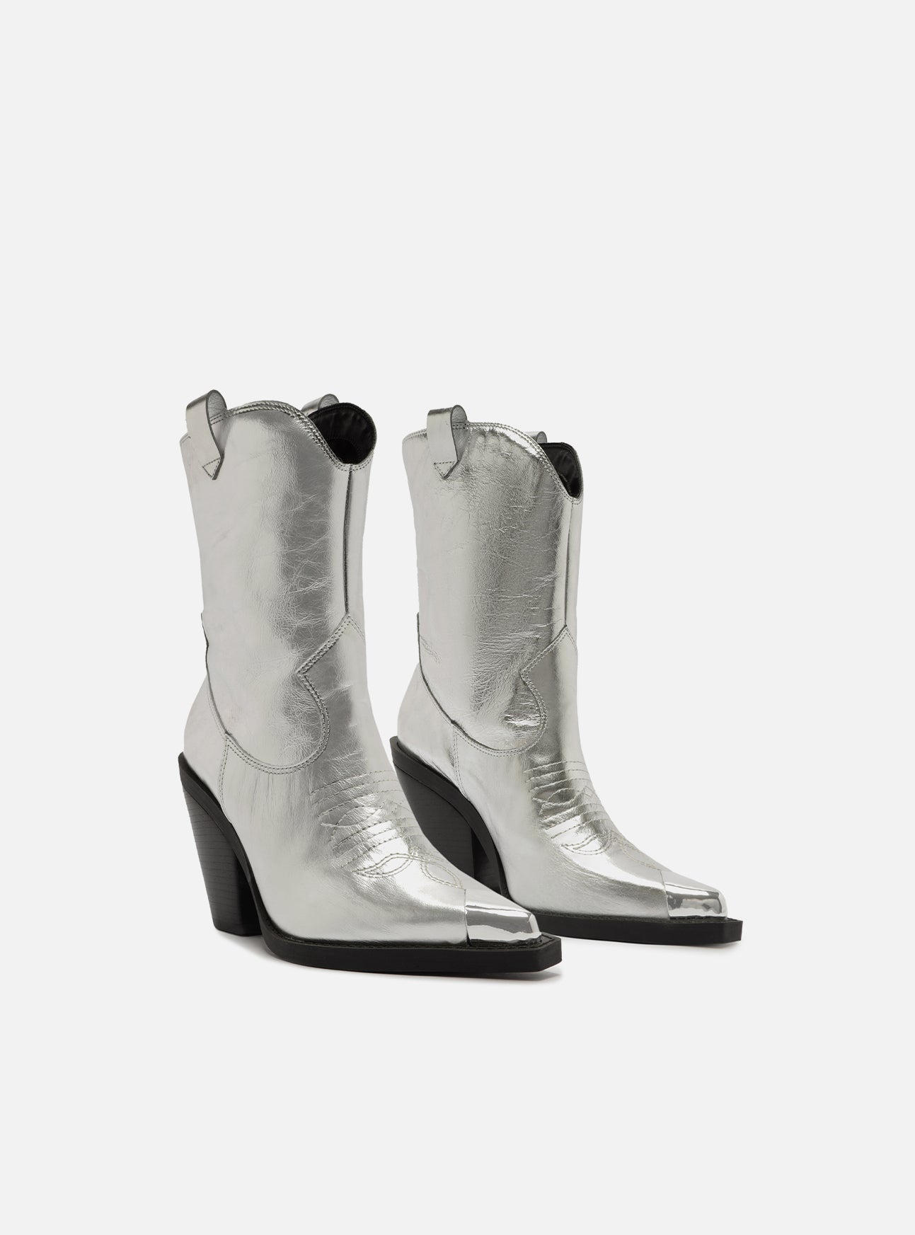 Skylar Silver High Block Genuine Leather Boot – Arezzo