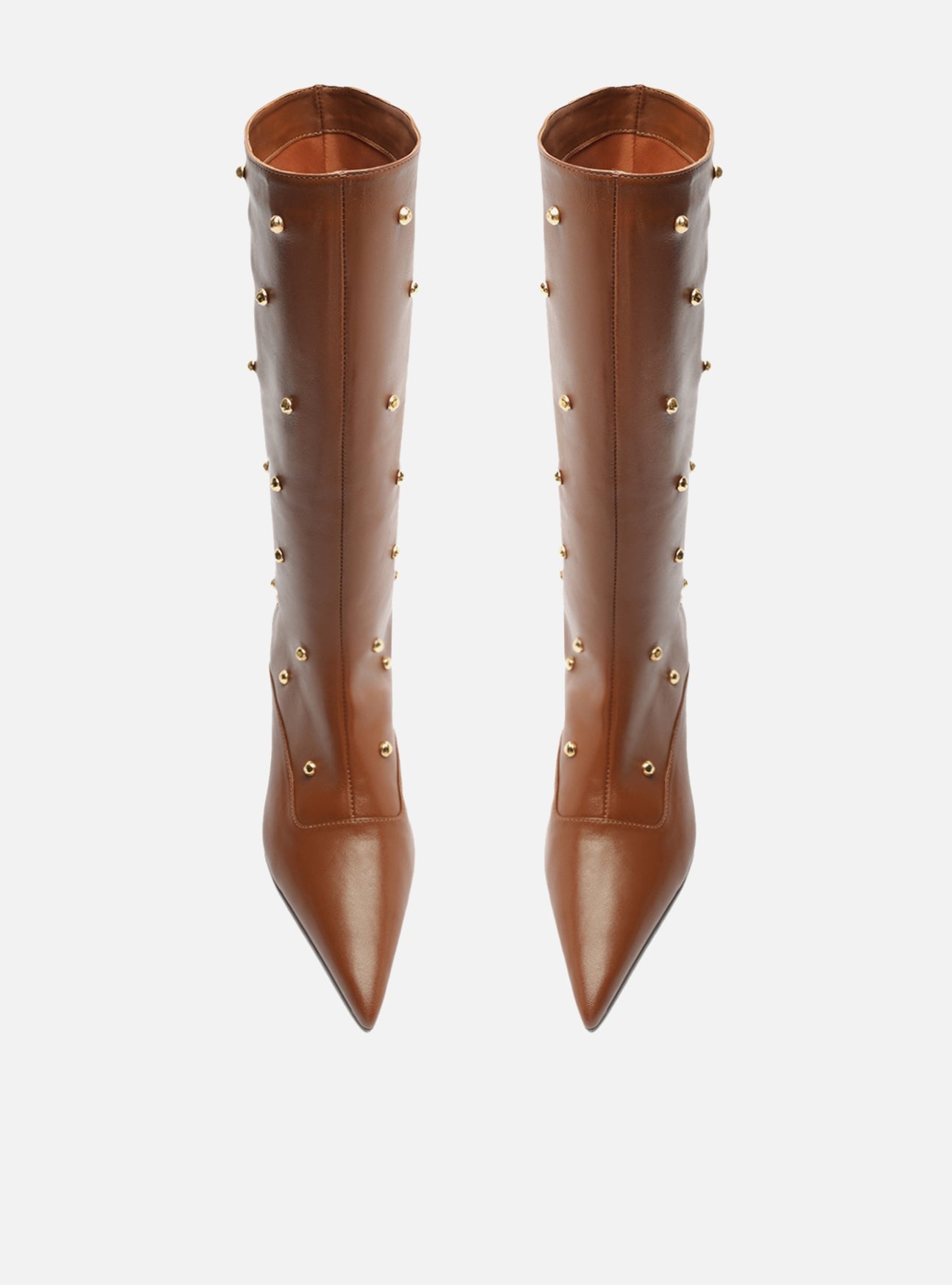 Dark Brown Boots The Campaign Knee-High Boot Brown Studded