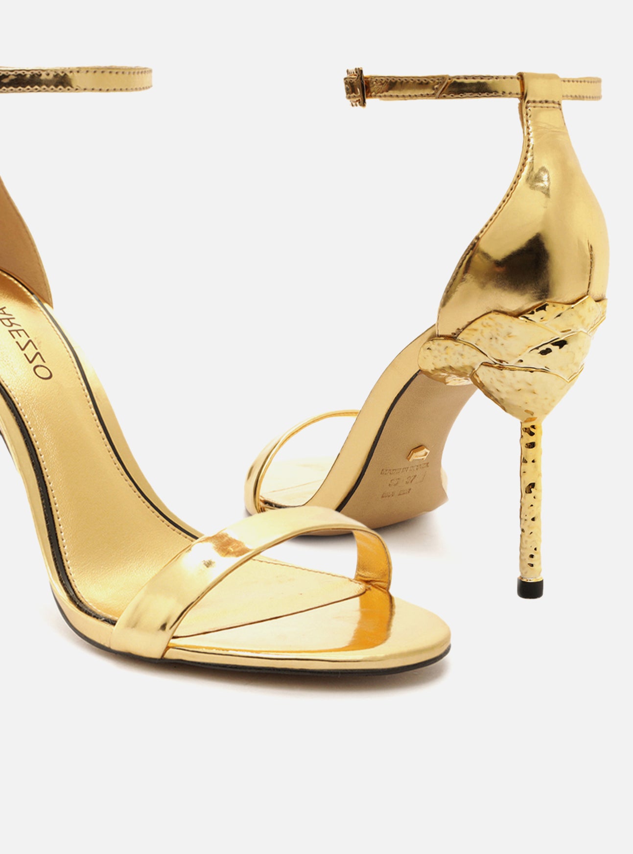 The Campaign Metallic Gold High Heel Sandal - Gold Strappy Heels