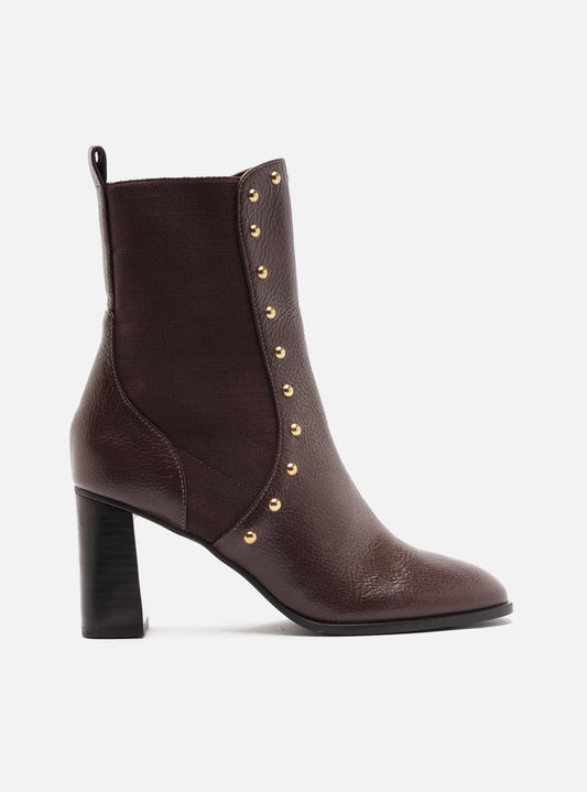 Rony Mid Block Leather Bootie Booties R/26