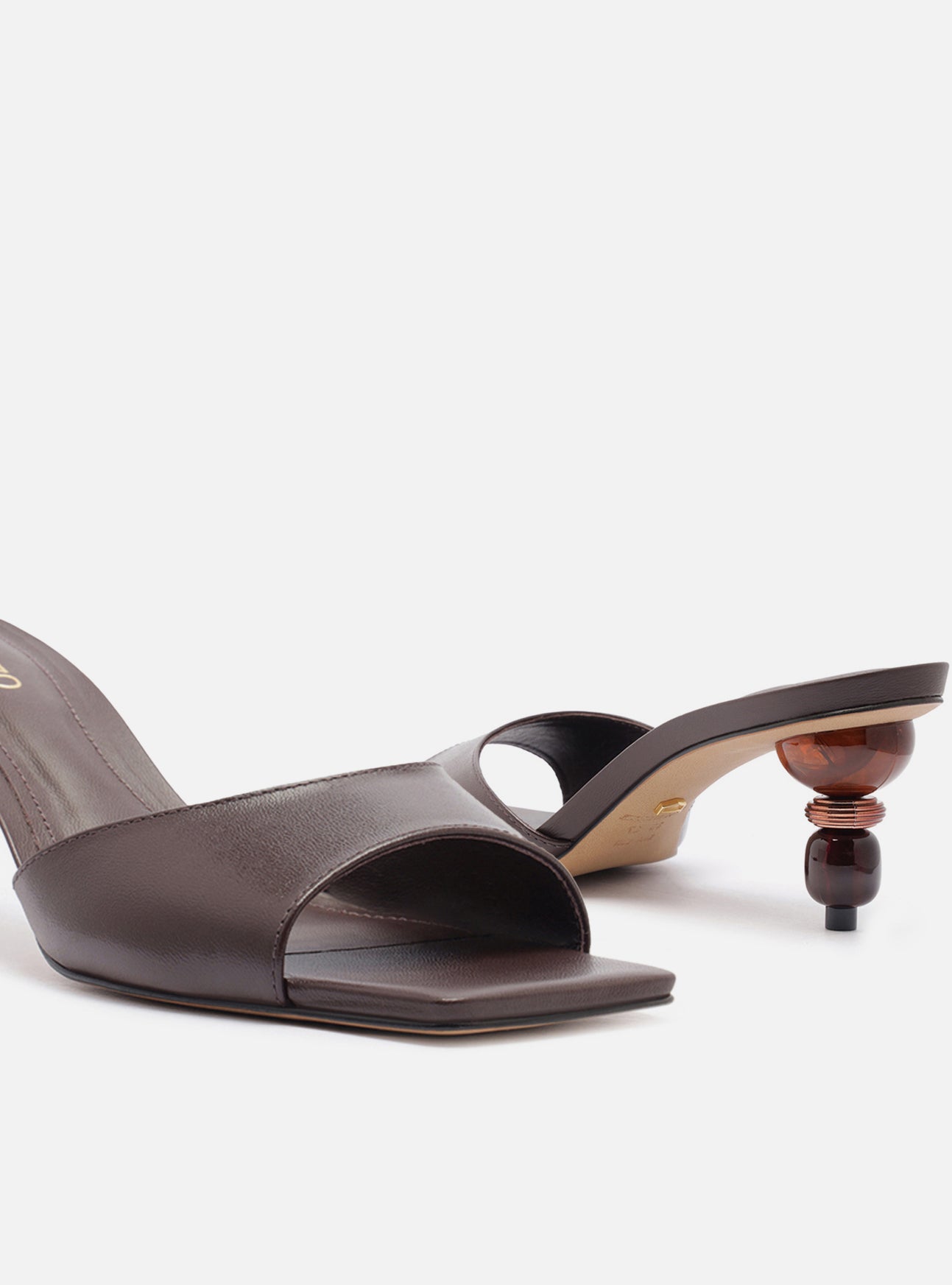 Birdie Low Stiletto Mule Leather Sandal Sandals R/26
