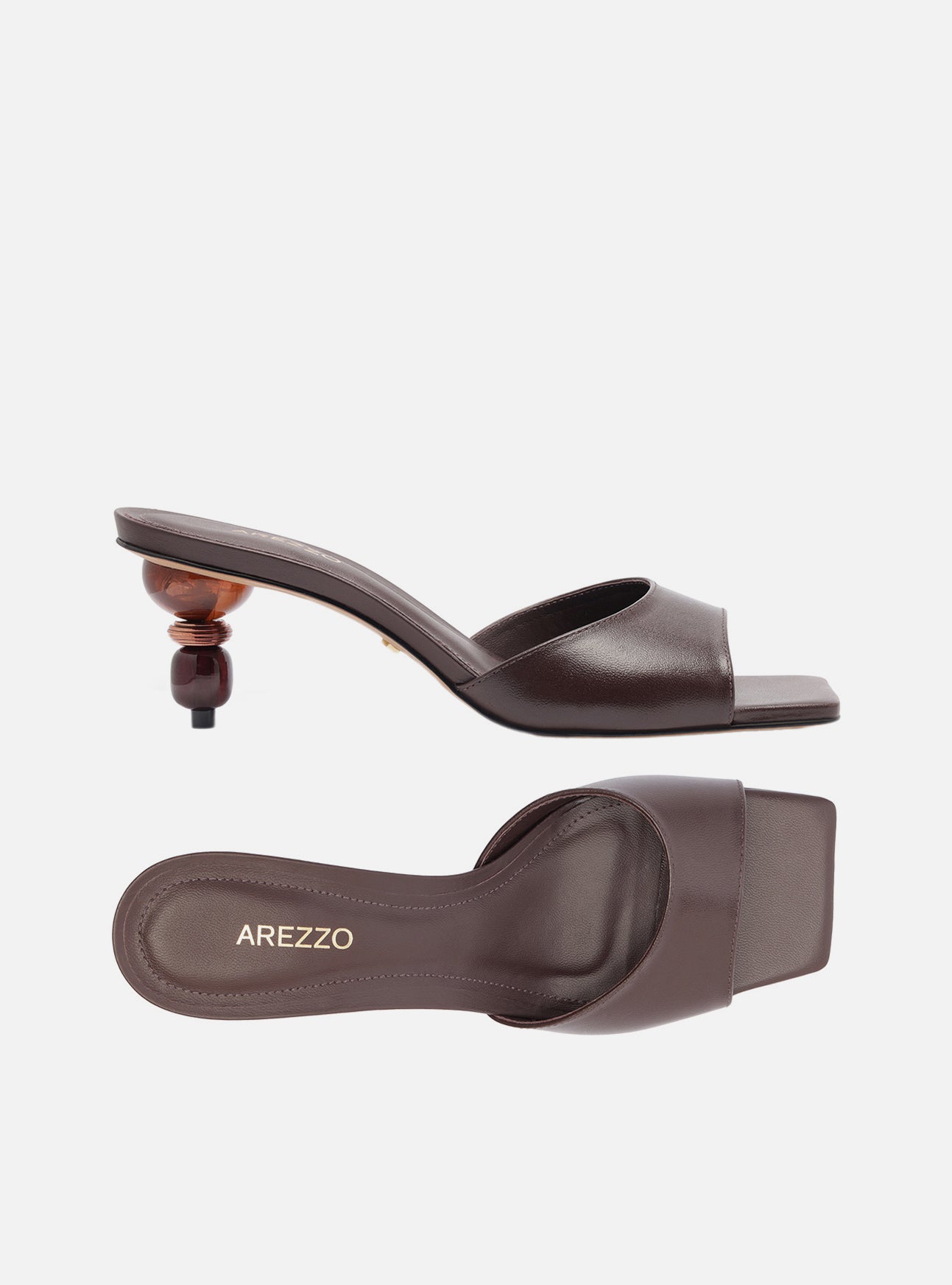 Birdie Low Stiletto Mule Leather Sandal Sandals R/26