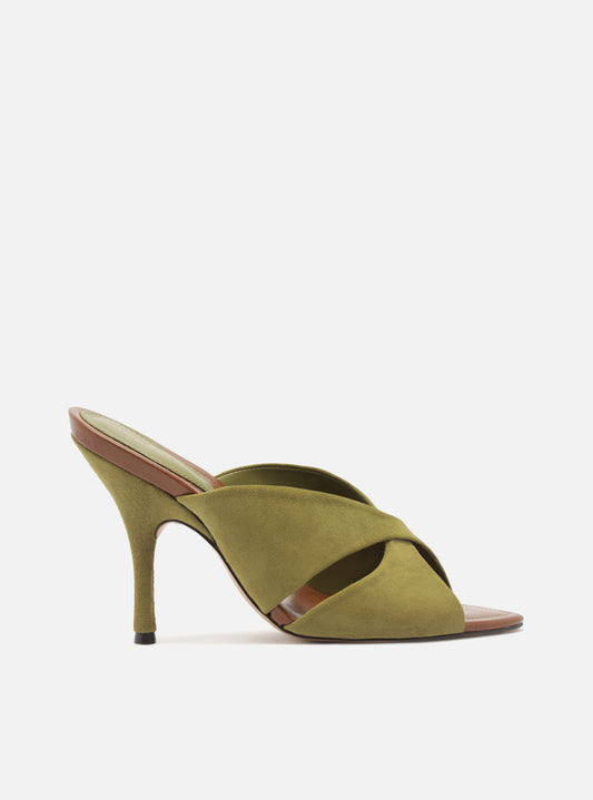 Amelia High Stiletto Leather Mule Sandals R/26