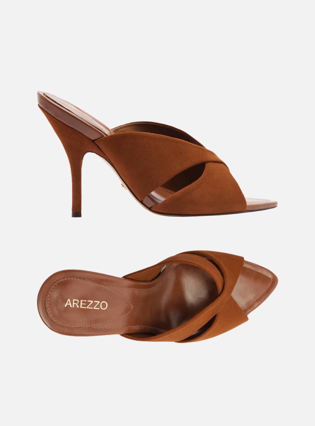 Amelia Brown High Stiletto Leather Sandal | Arezzo Amelia Brown High Stiletto Leather Sandal | Arezzo