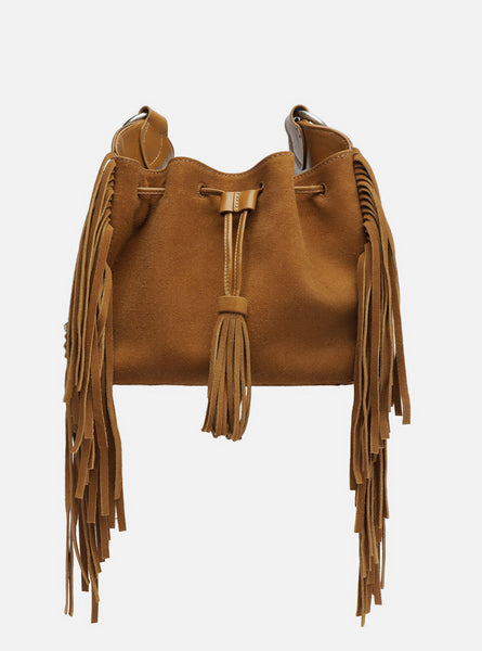 Austin Beige Medium Suede Bucket Handbag | Arezzo