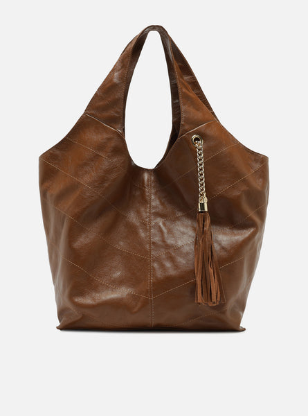 Sonya Caramel Large Hobo Leather Handbag | Arezzo