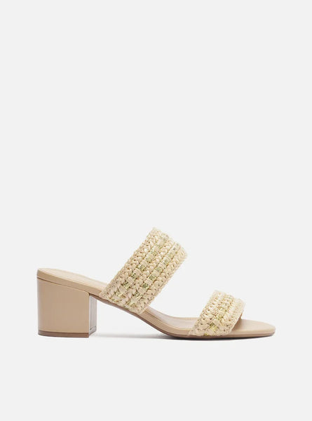 Vera Beige Mid Block Synthetic Sandal – Arezzo