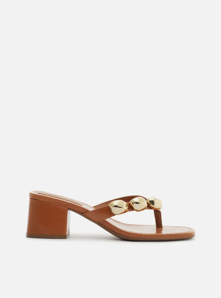 anju Shop Arezzo's Sunny Brown Mid Block Genuine Leather Sandals