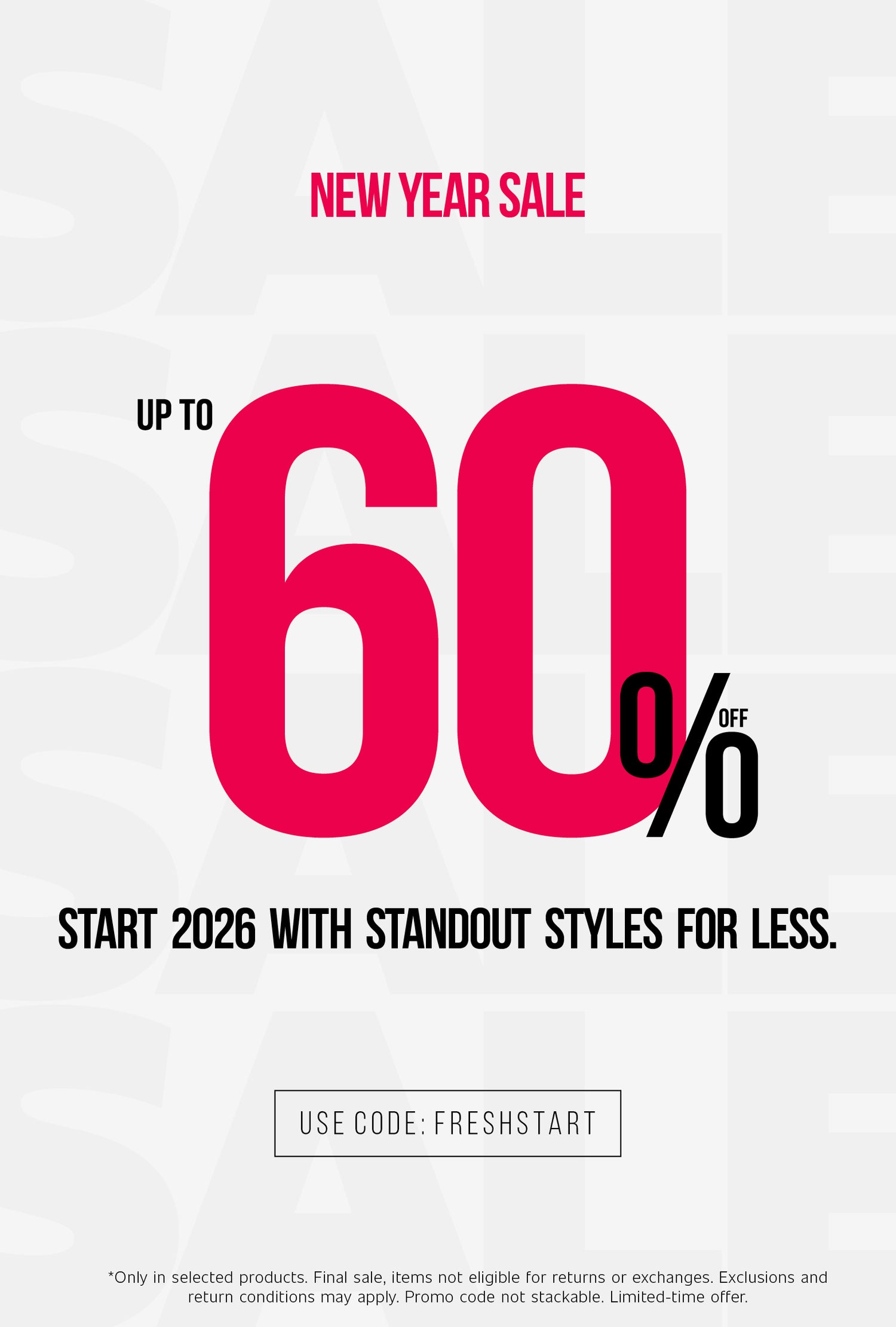 New Year Sale - Up to 60% off banner