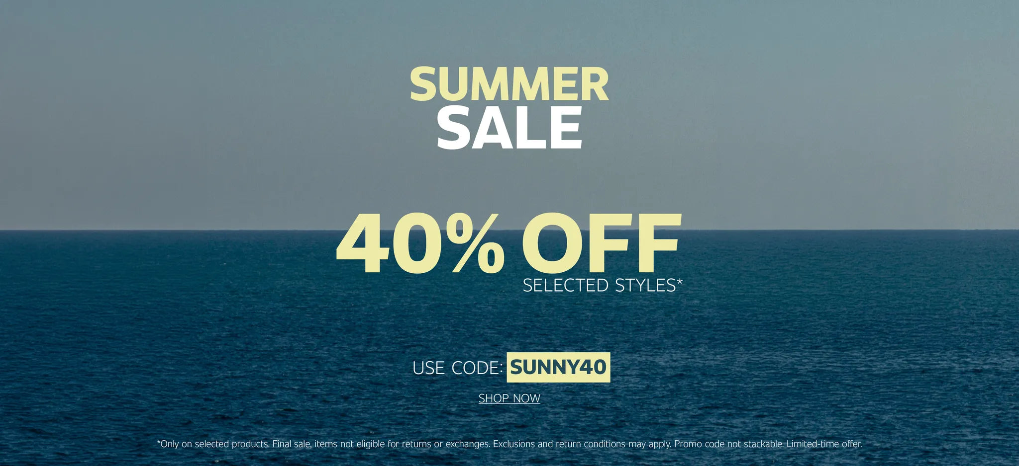 Red promotional banner featuring a torn-paper effect revealing the message “50% OFF Selected Styles,” with the text “Find the styles you’ve been waiting for at even better prices” and a “Shop Now” call-to-action.