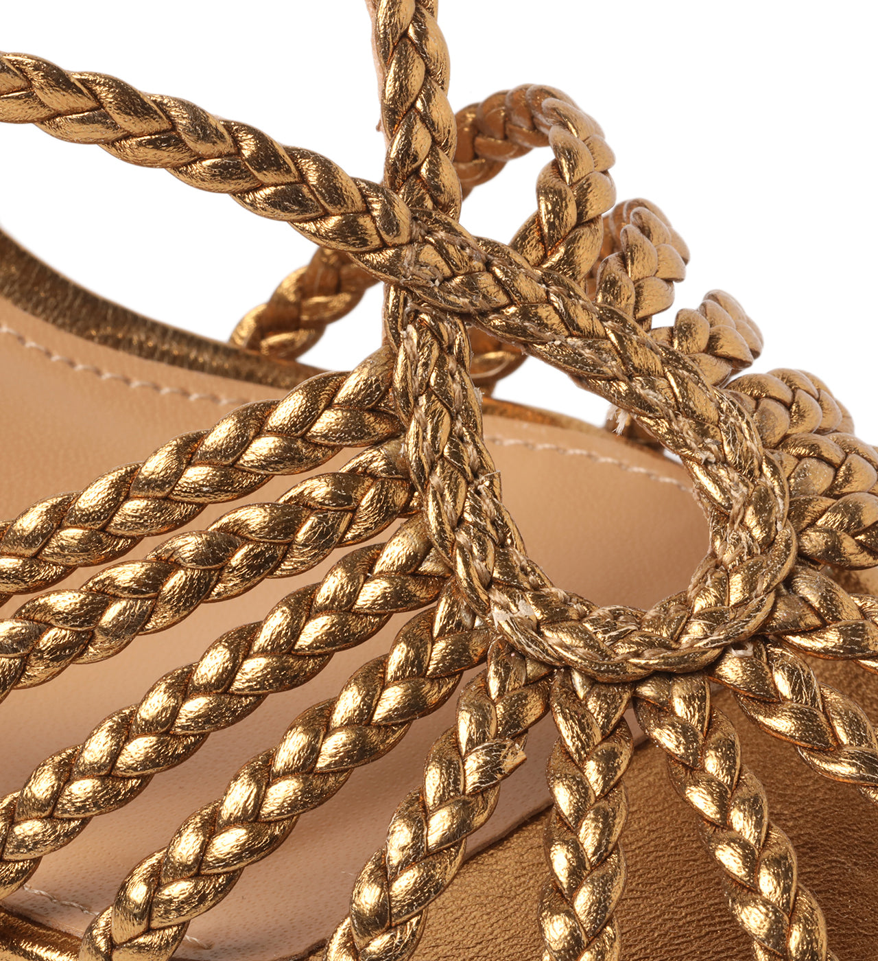 Bronze Synthetic Leather Paola Mid Block Sandal  Front Close Up
