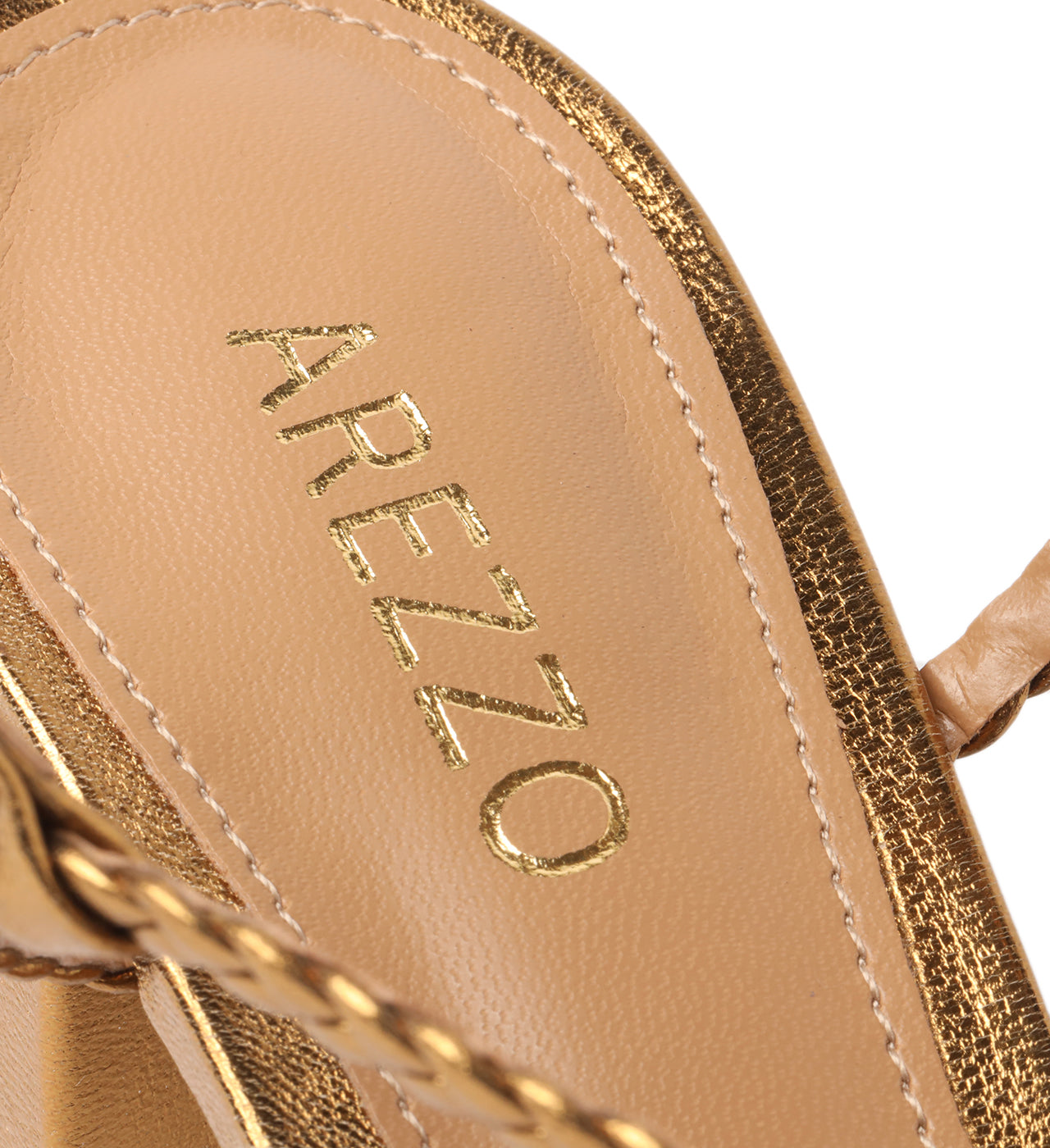 Bronze Synthetic Leather Paola Mid Block Sandal  Back Close Up