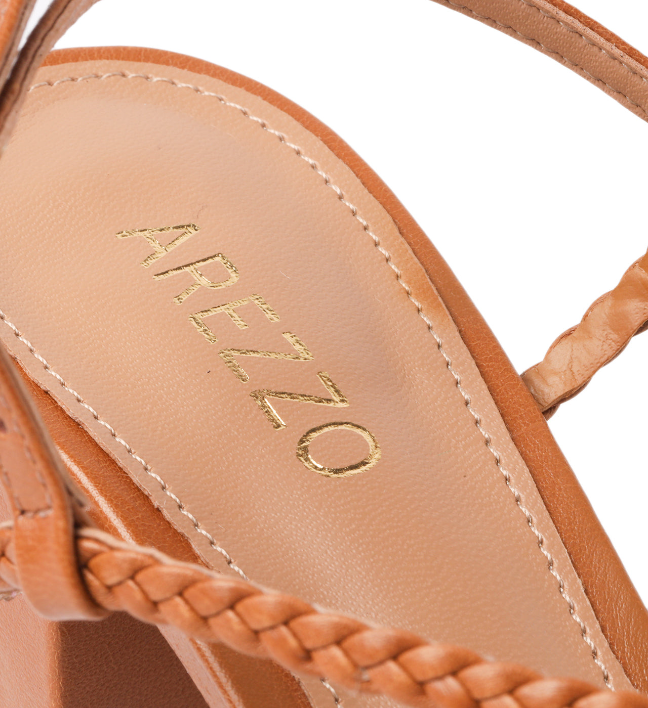 Seiva Synthetic Leather Paola Mid Block Sandal Back Close Up